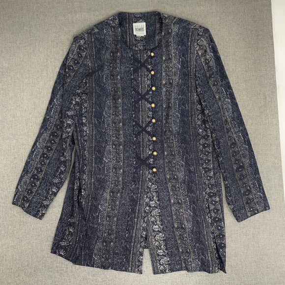 Vintage R&M Richards by Karen‎ Kwong Jacket Navy Blue 55% Rayon 45% Acetate 12 - Picture 1 of 12